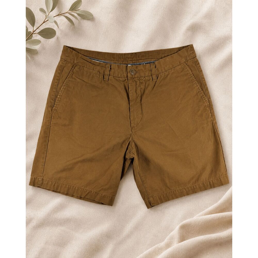 H&M L.O.G.G. Men's Chino Shorts Size 34 Brown 100%‎ Cotton Flat Front